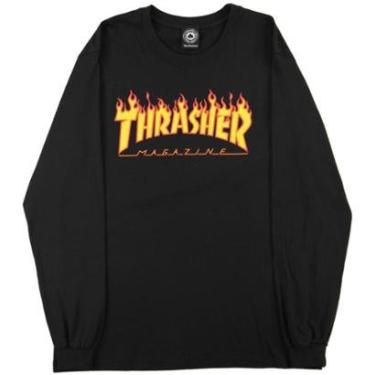 Imagem de Camiseta Thrasher Manga Longa Flame Preto - Masculino-Masculino