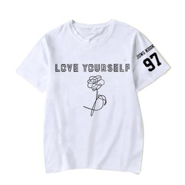 Imagem de Camiseta JIN Su-ga V Jimin Jungkook J-Hope RAPMONSTER Camisetas modernas Love Yourself algodão manga curta, 9, XXG