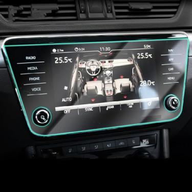 Imagem de NXZWPNQA Navegação GPS para carro Película protetora interior console central película protetora TPU transparente anti-arranhões, para Skoda Superb 2018-2023