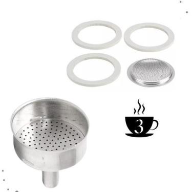 Imagem de Kit Reparo Cafeteira Italiana 3 Xícaras Funil Filtro - Kehome