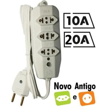 Imagem de Extensão Compacta 03 Tomadas 03 M Padrão Novo E Antigo universal - nac
