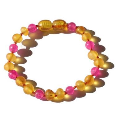 Imagem de Pulseira e Tornozeleira Infantil 15cm Âmbar Báltico Mel Não Polido com