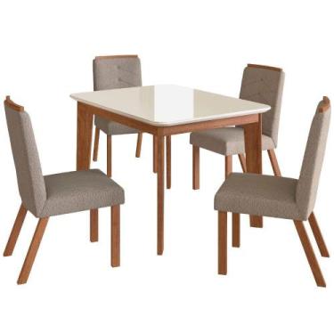 Imagem de Conjunto Mesa Zamarchi 163 Com Tampo de Vidro Com 4 Cadeiras Estofadas