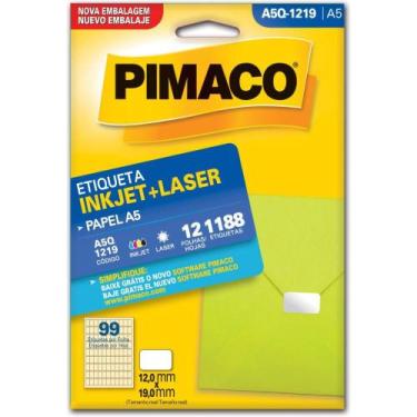 Imagem de Etiqueta A5 A5Q-1219 12 Folhas 12,0 X 19,0 MM - CX com 1188 - Pimaco