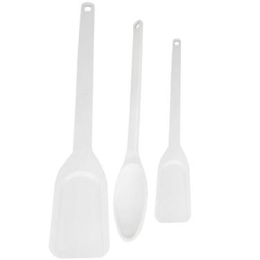 Imagem de 3 Utensílios de Cozinha Industrial Espátula 49,5cm e 74cm Colher Branc