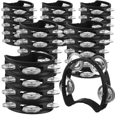 Imagem de Yeshone Pacote com 30 pandeiros para crianças, adultos, pandeiro, barulho, 4 sinos, instrumento de ritmo musical portátil para igreja cristã, jardim de infância, volta às aulas (preto)