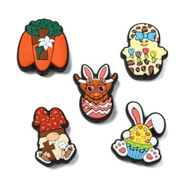 Imagem de LiQunSweet 20 peças, 5 estilos de contas focais de silicone com tema de Páscoa, coelho, cenoura, ovo, gado, contas para joias DIY, colar, brinco, bolsa, caneta, chaveiro, decoração
