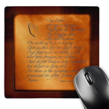 Imagem de 3dRose Mouse pad LLC 20 x 20 x 0,65 cm, mãos e versículo de oração de Matthew de oração em relevo em cobre (mp_32545_1)