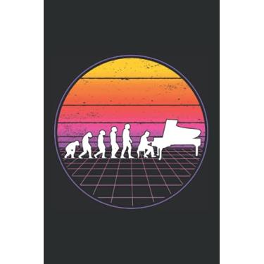 Imagem de Piano Notizbuch: Piano Evolution Vaporwave Klavier Pianist / 6x9 Zoll / 120 linierte Seiten Seiten