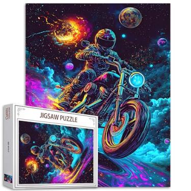 Imagem de Quebra-cabeça Ghost Biker 1000 peças para adultos pintura de motocicleta quebra-cabeça moto moto para atividades desafiadoras em família planta mundo arte DIY decoração de quebra-cabeça presentes de