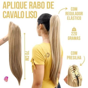Imagem de Aplique Rabo De Cavalo Com Cabelo Liso Organico Premium 70Cm +Presilha