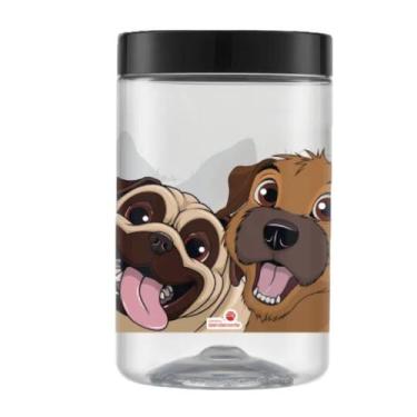 Imagem de Pote Porta Ração Comedouro Cachorro Gato 1,5lt Tampa Rosca - Bandeiran