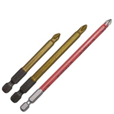 Imagem de Kit 3 Ponta Bits PH2 70mm  90mm  127mm Titânio Ponteira Magnética Phil