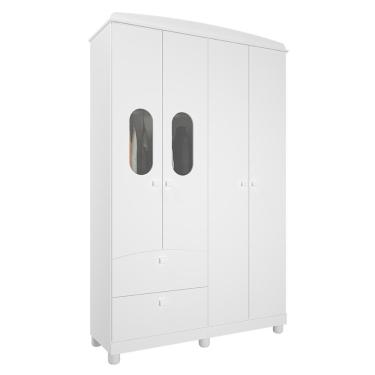 Imagem de Guarda Roupa Infantil Fofura 4 Portas e 2 Gavetas - Permóbili Baby Branco