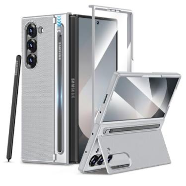 Imagem de Maxdara Capa Protetora Para Galaxy Z Fold 6, Com Protetor De Tela Integrado E Suporte S Pen, Carregamento Sem Fio, Celular, Prata