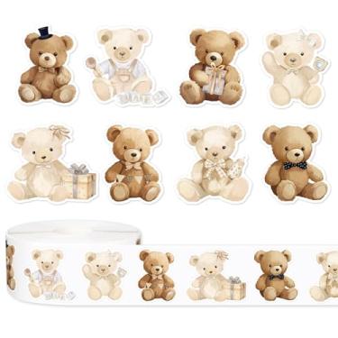 Imagem de JarThenaAMCS 1000 pçs adesivo de urso desenho animado marrom animal adesivo para aniversário chá de bebê suprimentos de lembrancinha de festa, 8 designs