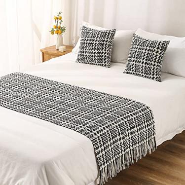 Imagem de HSTANGKY Cachecol para cama de hotel, colchas, proteção moderna, sem desbotamento, para pés da cama, xadrez, cor sólida, decoração de cama para cama queen, casal, solteiro, king size