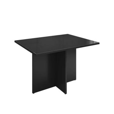 Imagem de Mesa De Jantar 4 Lugares 120Cm Tampo Em Vidro Paris Casa D Preto