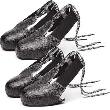 Imagem de ZZBUY 2 pares de protetores de dedo de aço para sapatos antiderrapante de aço para sapatos protetores de cabeça de dedo do pé de segurança anti-quebra para indústria e local de trabalho