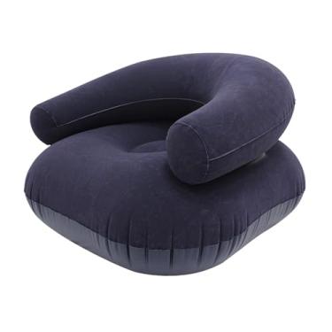Imagem de Ｂｅｓｇａ Poltrona inflável reclinável dobrável moderna e confortável sofá-cama inflável para jardim, viagem, quintal interno de casa, Azul