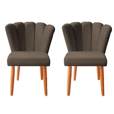 Imagem de Kit 2 Cadeiras Poltrona Sala de Jantar Penteadeira Reforçada Decorativa Pétala Suede