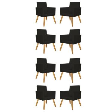 Imagem de Kit 8 Poltronas Courino Preto