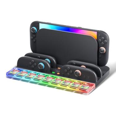 Imagem de TERIOS Switch2 Charging Dock 2025, Nintendo Switch2 Joycons Charger Station with RGB LED Lights, 4 Joycon Controller Charging Stand with 9 Game Card Slots, Essential Accessories (Black)