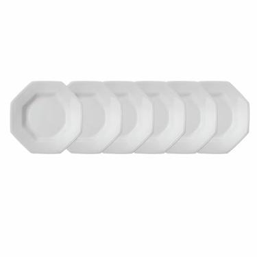 Imagem de Estojo com 6 Pratos Fundos em Porcelana, Modelo Octogonal, Prisma, Branco, Porcelana Schmidt
