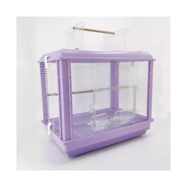 Imagem de Gaiola de pássaro para animais de estimação gaiola de papagaio ecológica transparente acrílico especial grande casa gaiola gaiola de voo (roxo)