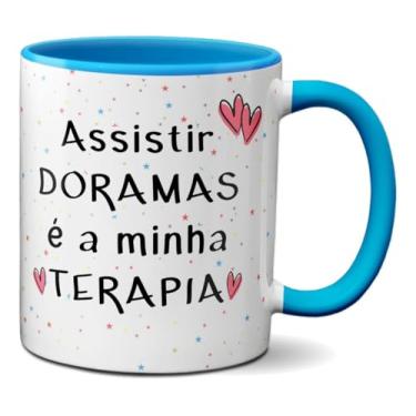 Imagem de Caneca Assistir Doramas é a Minha Terapia Fã Dorameira (Azul)