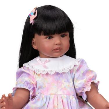 Imagem de Boneca infantil renascida KOKOMANDY Black Girl 60 cm, pele realista