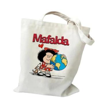 Imagem de Bolsa Tote De Lona Mafalda De Grande Capacidade, Reutilizável, Gráfica