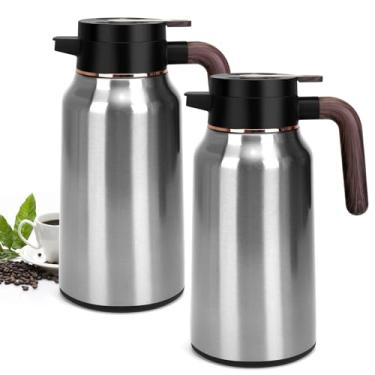Imagem de Garrafa térmica de café de 1,927 g, jarras de aço inoxidável para líquidos quentes 36 horas, garrafas de café isoladas para manter café quente, água quente, chá, bebidas quentes (pacote com 2 pratas)