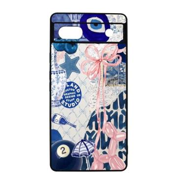 Imagem de qizjio Capa de telefone moderna colagem à prova de choque capa protetora para celular com laço preppy para Google Pixel 6A