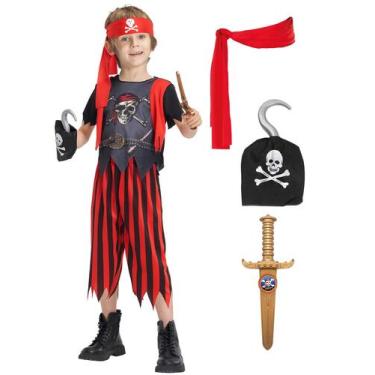 Imagem de Fantasia IKALI Kids Pirate com acessórios Halloween Party Boys