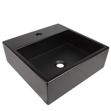 Imagem de Cuba De Apoio Banheiro Onix Pedra 40x40cm Preto Fosco
