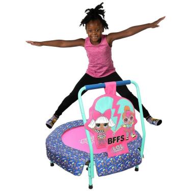 Imagem de Mini Trampolim Infantil com Alça e Personagens Neon Q.T e Capelli Sport Perfeito para Diversão das Crianças