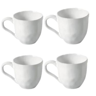 Imagem de Kit 4 Xicaras De Chá Café 120ml Cerâmica Orgânico New White - 001569