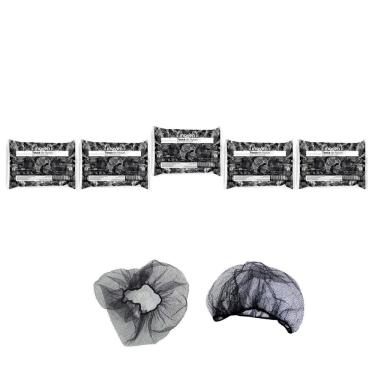 Imagem de Touca Rede Nylon Preta Descartável Ref 00062 Pac 100 Kit 5