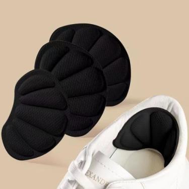 Imagem de Almofadas de calcanhar autoadesivas, inserções de espuma para prevenção de bolhas, protetores de salto de sapato antiderrapantes para conforto e suporte, Preto, F