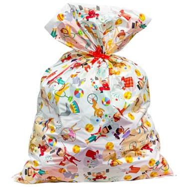 Imagem de Pensou Comprou Kit 10 Unidades Sacos De Presente Estampa Circo 70x50cm com Lacinho Plástico Festas Brindes Lembrancinhas Presentes Aniversário Eventos