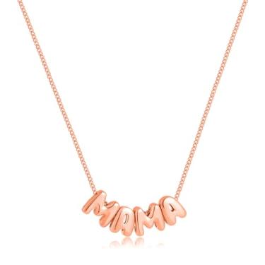 Imagem de SLOONG Colar personalizado com bolhas 3D e contas de nome, banhado a ouro 18 K, delicado inicial, colar personalizado para mulheres, mãe, mãe, namorada, letra A-Z, Cobre, Sem Pedra Preciosa