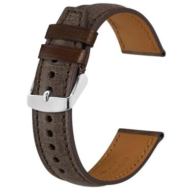 Imagem de BISONSTRAP Pulseiras de relógio de couro italiano, série colecionador, comprimento extra longo, 22 mm, café requintado