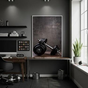 Imagem de Quadro Pesos De Academia 70x50cm Mold Preta - Quadros On-line