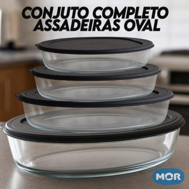 Imagem de Conjunto Assadeira Mor com Tampa Oval Todos os Tamanhs Para Fornos e M