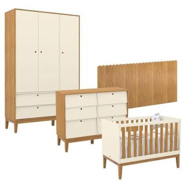 Imagem de Quarto de Bebê Unique 3 Portas com Cômoda 6 Gavetas e Painel Farm Off 