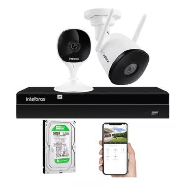 Imagem de Kit Câmeras Mibo Intelbras Wifi 1 Externa E 1 Interna Com hd 500gb