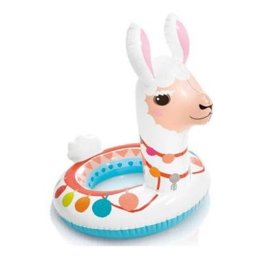 Imagem de Boia infantil Inflável para praia piscina Cabeça Zoo Lhama Intex 86x58cm