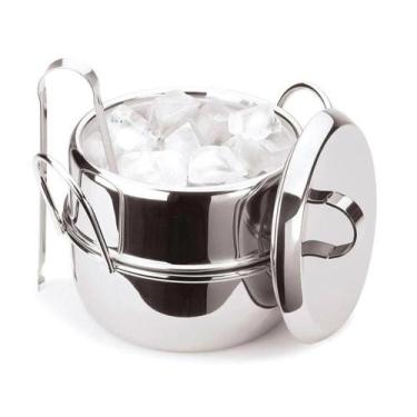 Imagem de Balde De Gelo Inox Conservação Térmica Com Pinça Pegador 2,5 Litros Ba