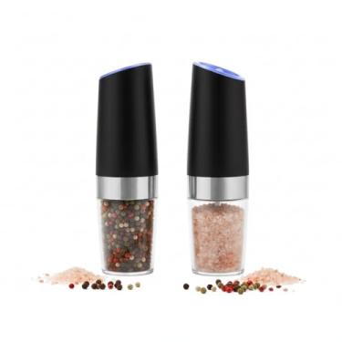 Imagem de Moedor de Pimenta e Sal Elétrico Automático por Gravidade com Sensor LED Azul Aço Inox e Cerâmica Para Especiarias Temperos e Ervas Finas